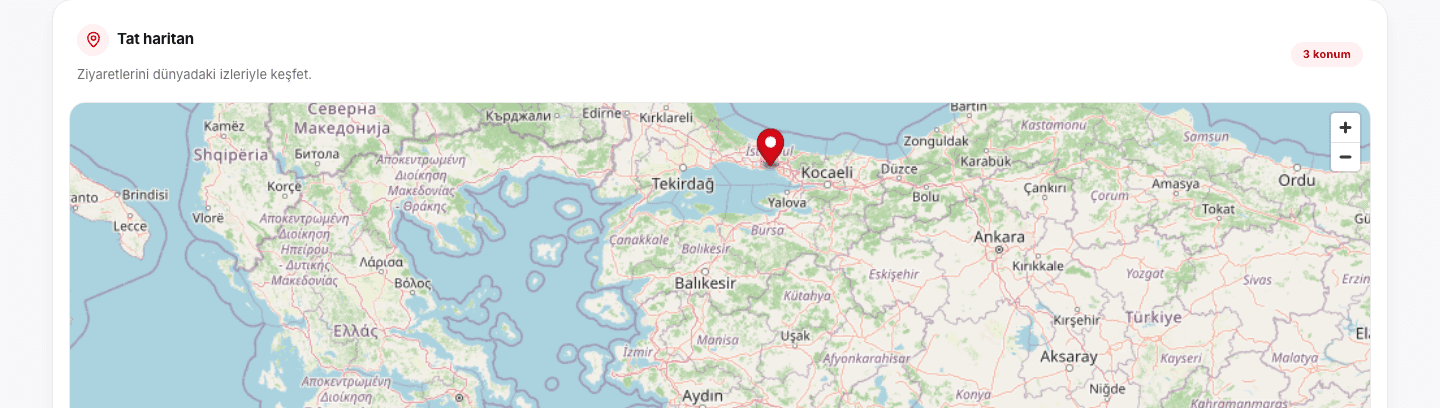 Tatlas'ta ziyaretlerin dünya haritasında gösterimi